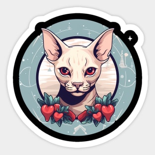 Sphynx Cat Xmas Ornament, Love Cats Sticker